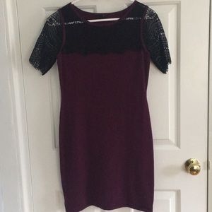Burgundy and black lace dress